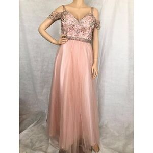 MORILEE BLUSHING BEADED PRINCESS SLEEVE DRESS